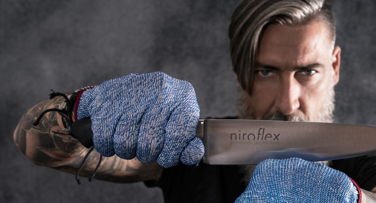 Niroflex BlueCut, MÜNCH Schnittfeste Handschuhe, Schnittschutzhandschuhe, Cut resistant gloves, stainless steel gloves