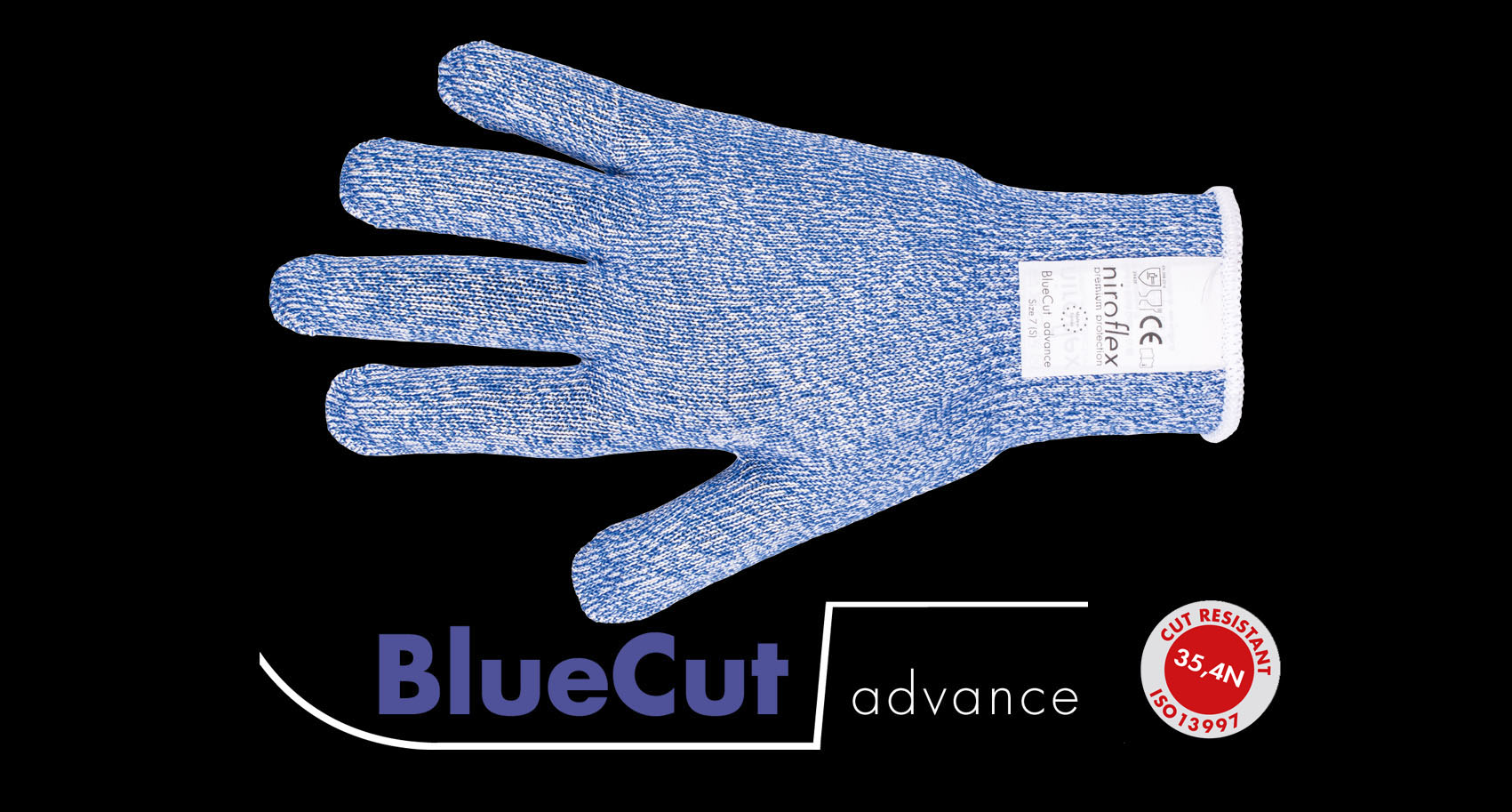 BlueCut advance, Schnittschutzhandschuh Lebensmittel, Schnittfeste Handschuhe Lebensmittel, Schnittschutz Handschuh, Schnittschutzhandschuhe Metzger, Fleischer Zubehör, Cut resistant gloves, stainless steel glove