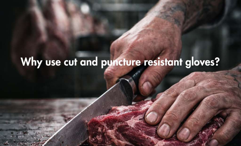hands cutting meat no gloves food production